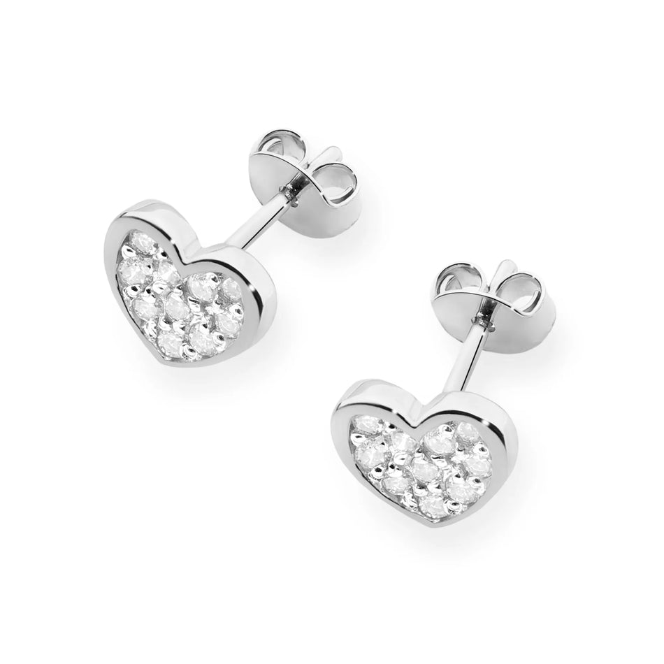 White Gold Earrings with 0.172 ct Diamonds | 585 (14k) White Gold Stud Earrings