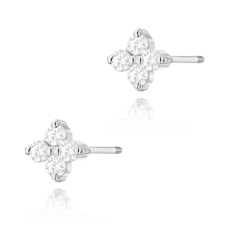 White Gold Earrings with 0.116 ct Diamonds | 585 (14k) White Gold Stud Earrings