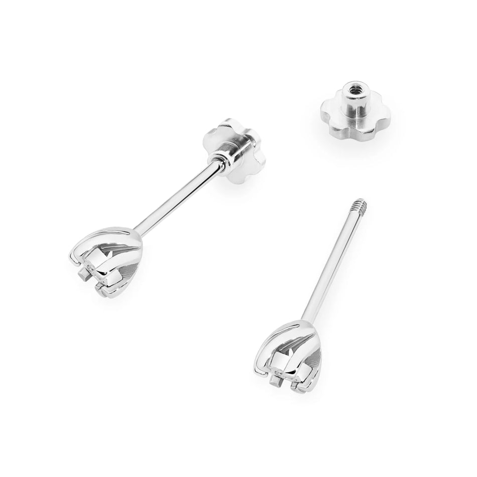 White Gold Earrings with 0.0086 ct Diamonds | 585 (14k) White Gold Screw Back Stud Earrings