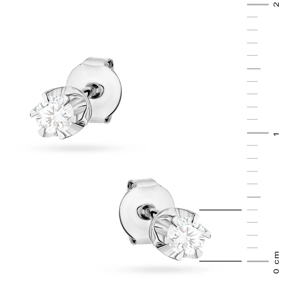 White Gold Earrings with 0.10 ct Lab-Grown Diamonds | 585 (14k) White Gold Stud Earrings