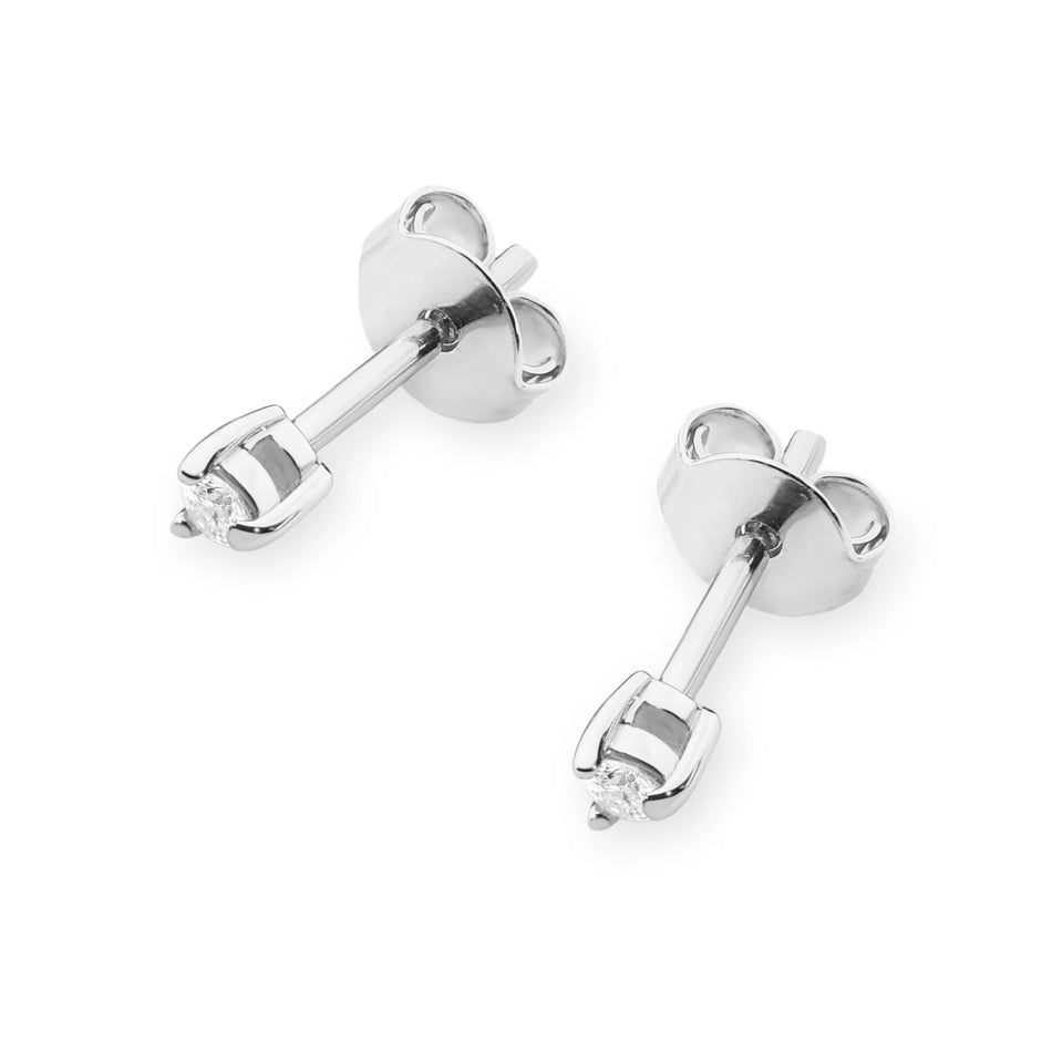 White Gold Earrings with 0.04 ct Diamonds | 585 (14k) White Gold Stud Earrings