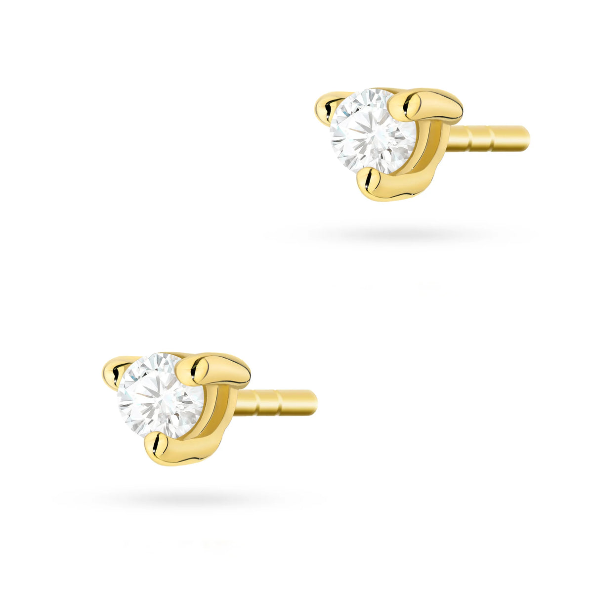 Gold Earrings with 0.04 ct Diamonds | 585 (14k) Gold Stud Earrings