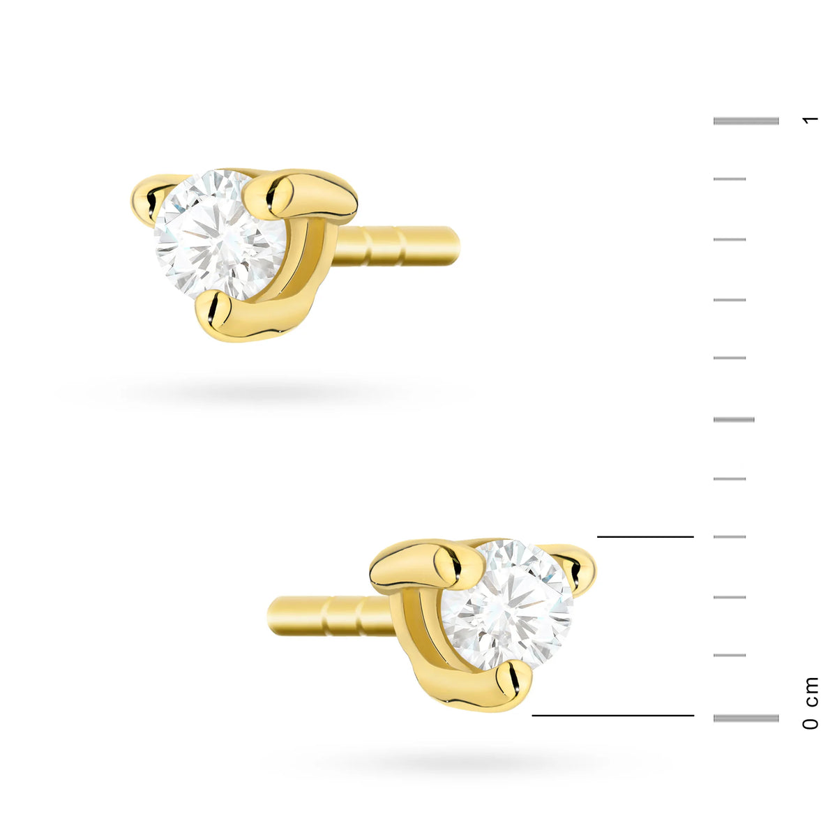 Gold Earrings with 0.04 ct Diamonds | 585 (14k) Gold Stud Earrings
