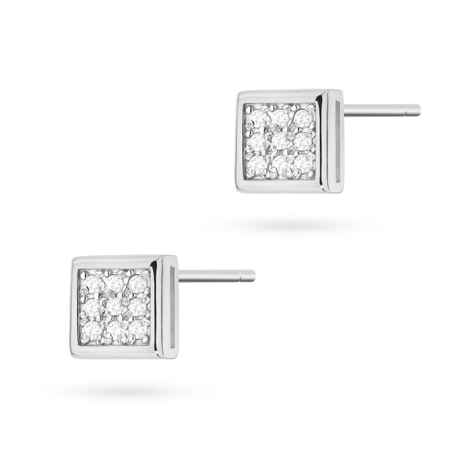 White Gold Earrings with 0.09 ct Diamonds | 585 (14k) White Gold Stud Earrings
