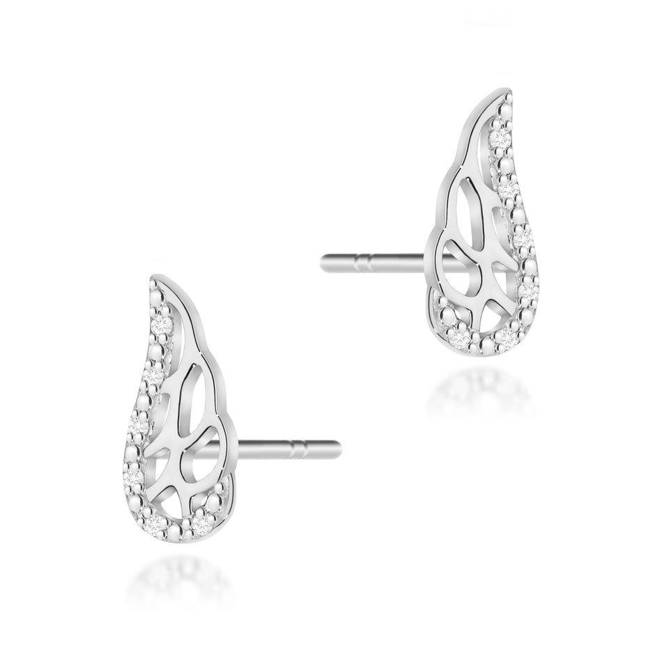 White Gold Earrings with 0.06 ct Diamonds | 585 (14k) White Gold Stud Earrings