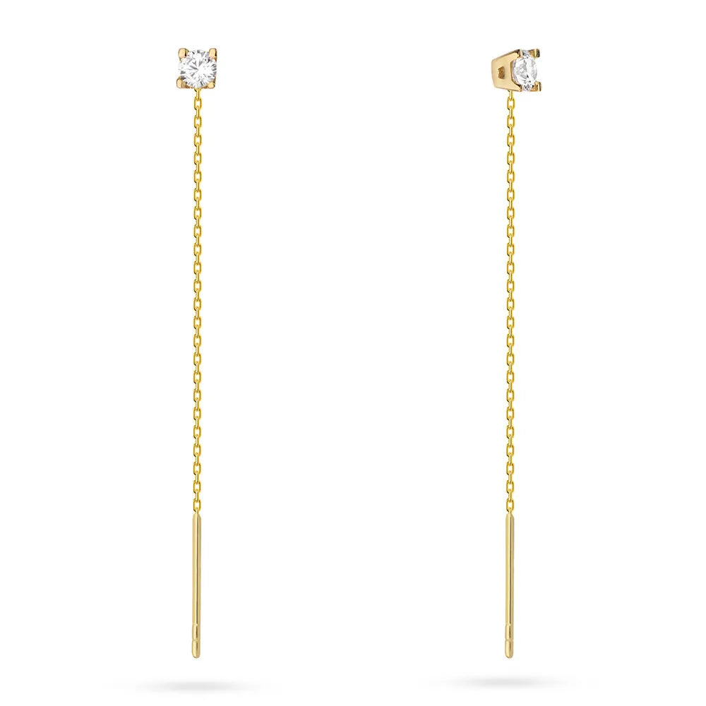 Gold-Steckohrringe mit Zirkonia, geometrisch, K005, 14 Karat 585