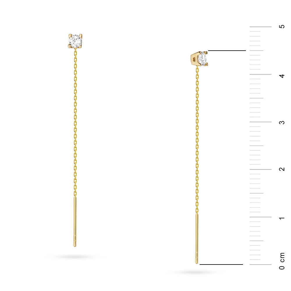 Gold-Steckohrringe mit Zirkonia, geometrisch, K005, 14 Karat 585
