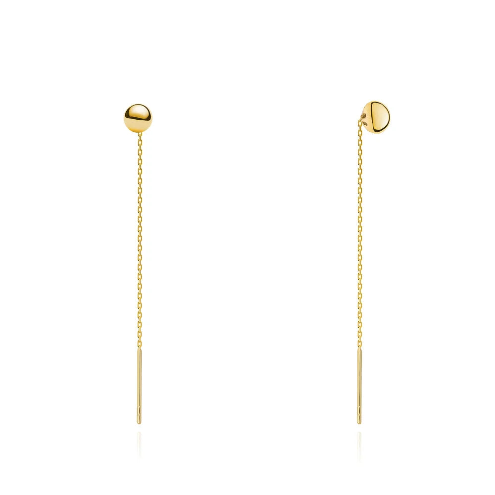goldene Durchziehohrringe mit Perlen k006 14k 585