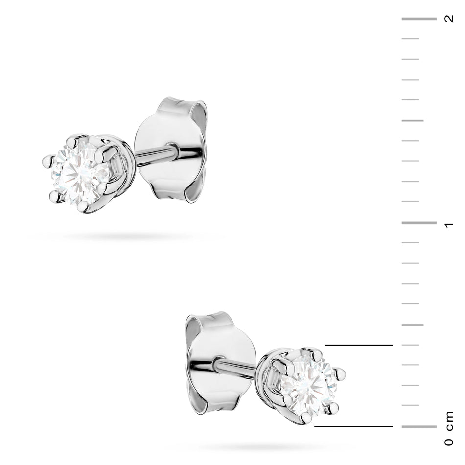 White Gold Earrings with 0.15 ct Lab-Grown Diamonds | 585 (14k) White Gold Stud Earrings
