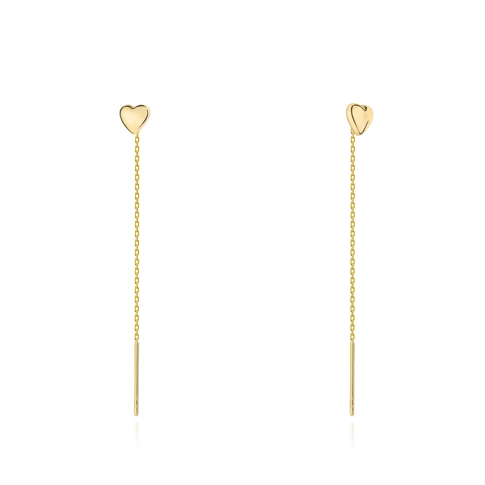 goldene Durchziehohrringe Herzen k007 14k 585