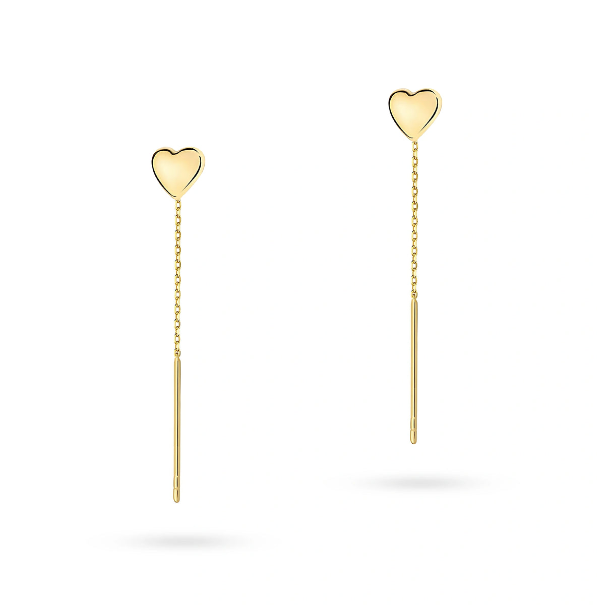 goldene Durchziehohrringe Herzen k007 14k 585