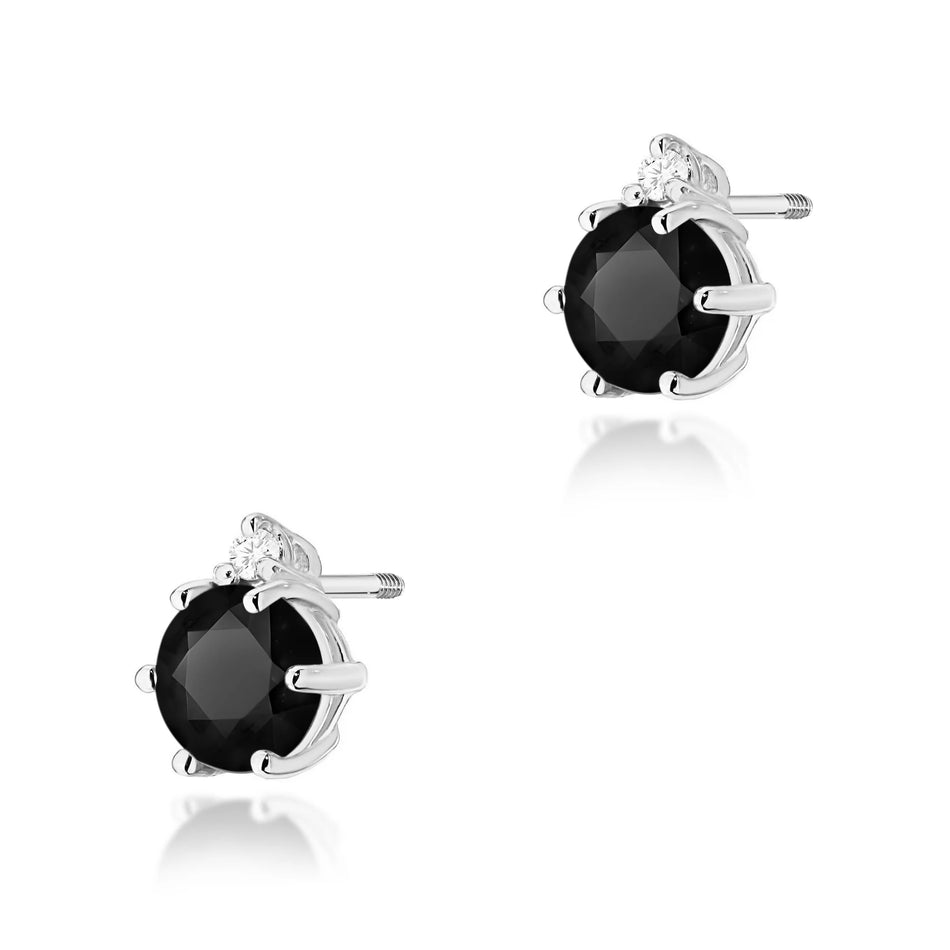 Gold Earrings with 0.50ct Black Diamonds and 0.029ct Diamonds