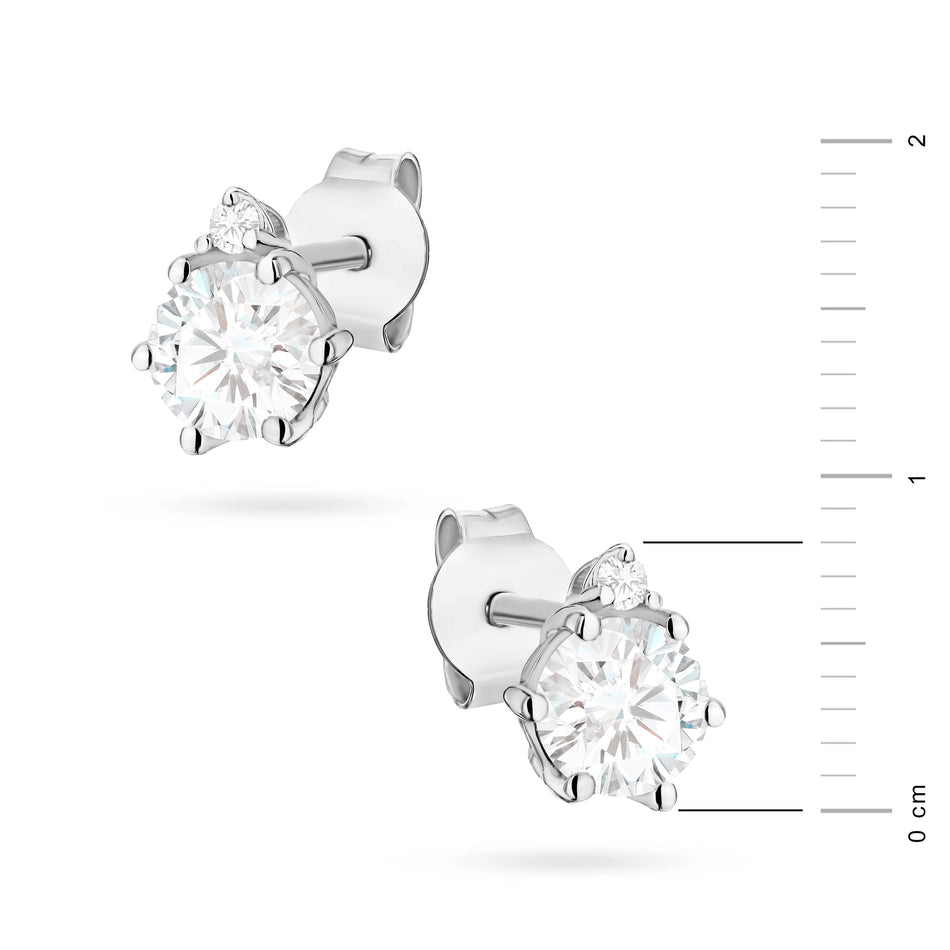 White Gold Earrings with 0.50 ct and 0.029 ct Lab-Grown Diamonds | 585 (14k) White Gold Stud Earrings