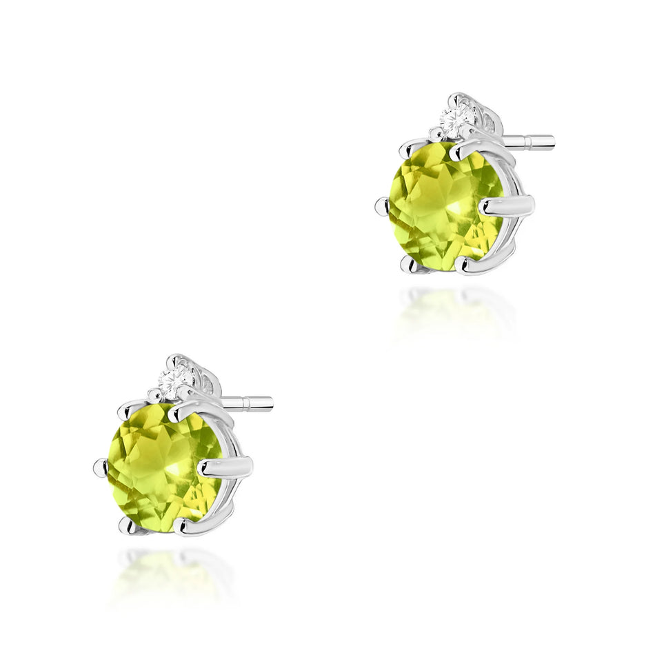 Goldohrringe mit 0,60 ct Olivinen und 0,029 ct Diamanten