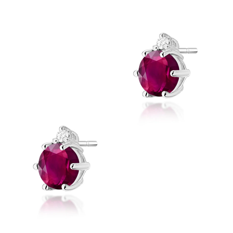 Gold Earrings with 0.60ct Rhodolites and 0.029ct Diamonds