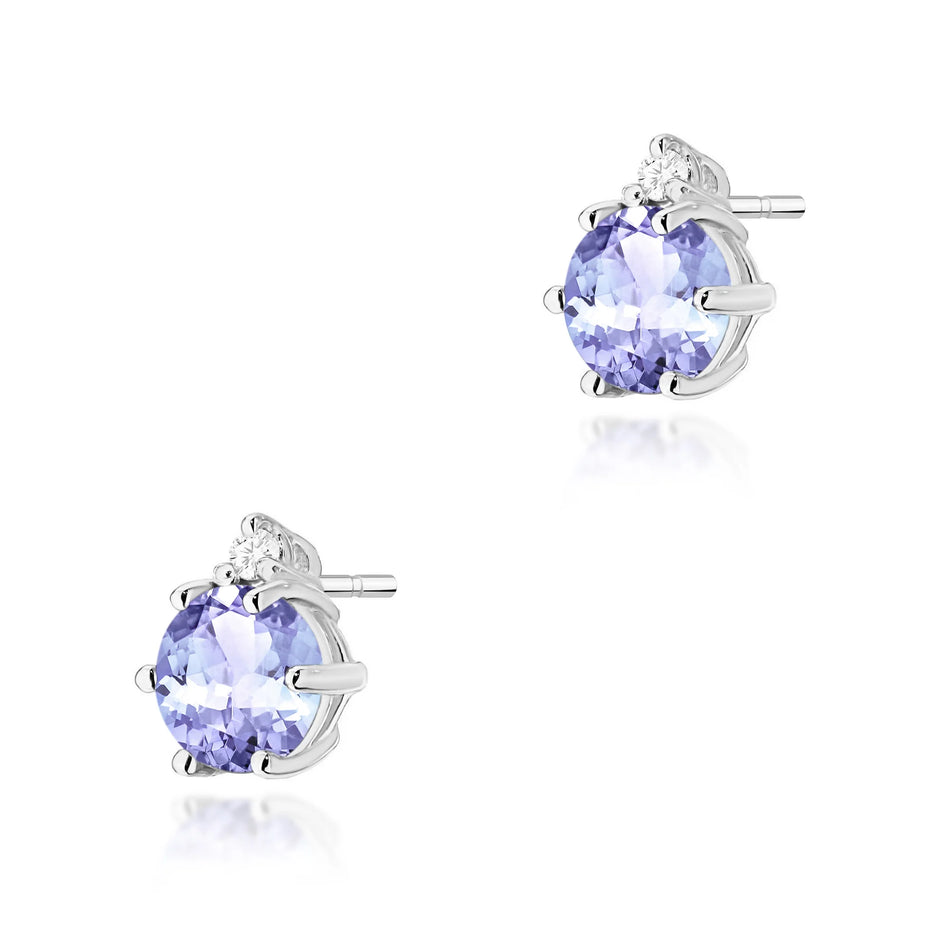 Gold Earrings with 0.50ct Tansanites and 0.029ct Diamonds