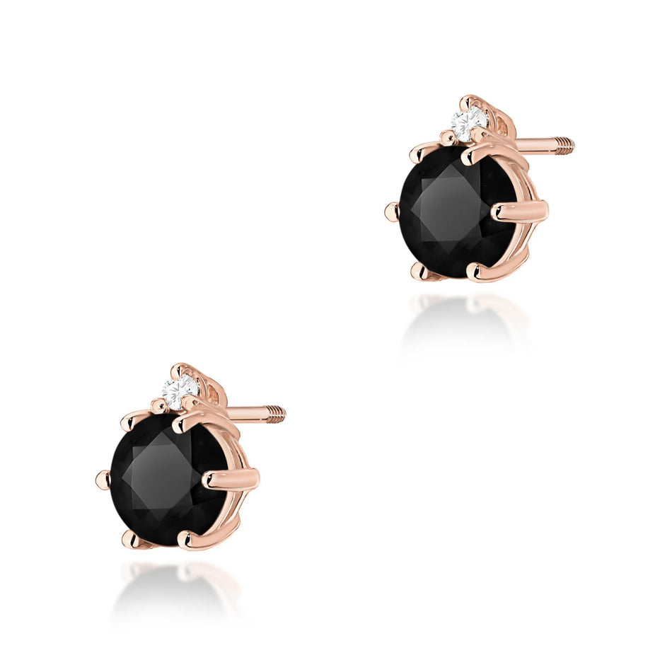 Gold Earrings with 0.50ct Black Diamonds and 0.029ct Diamonds