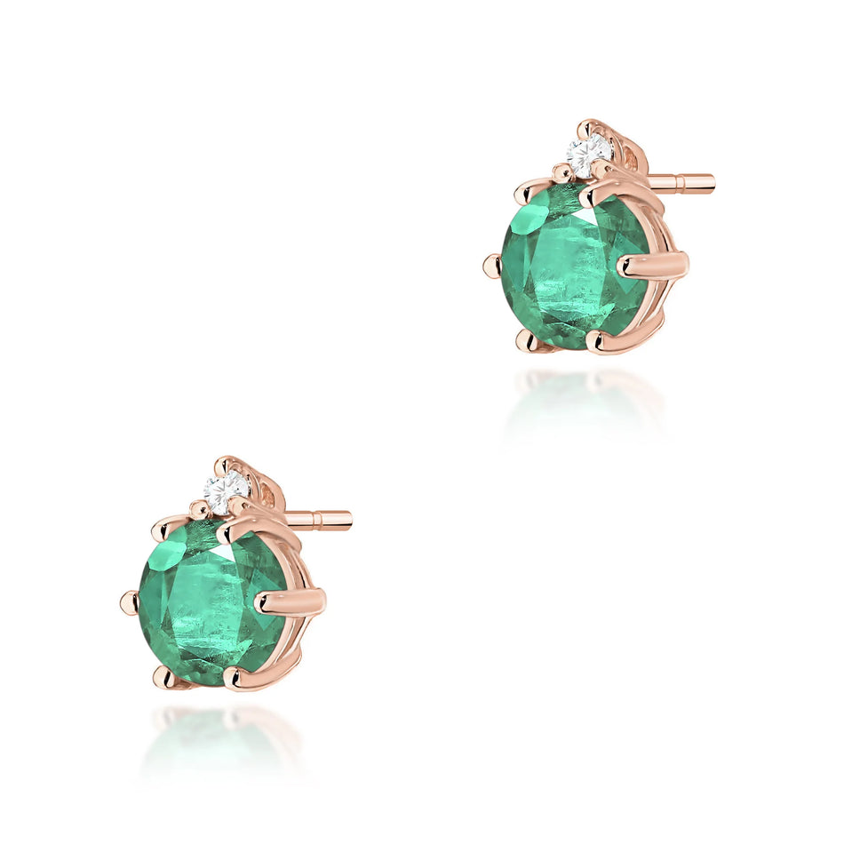 Goldohrringe mit 0,50 ct Smaragden und 0,029 ct Diamanten