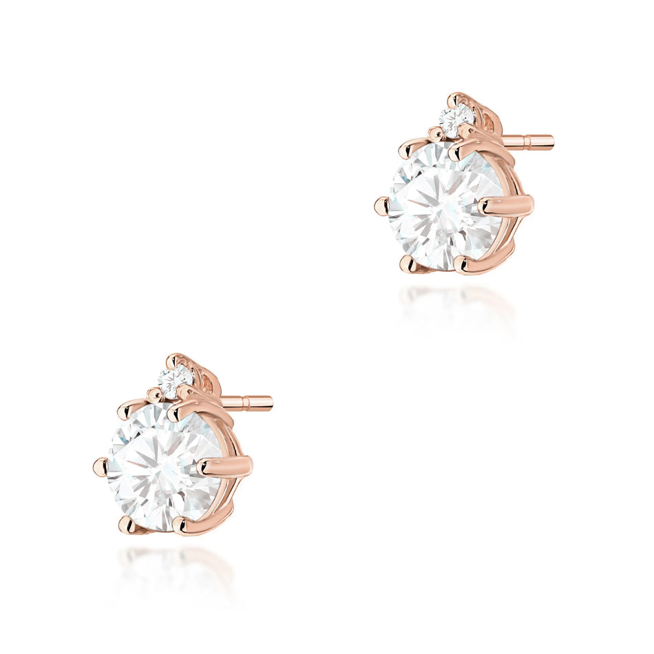 Gold Earrings with 0.50ct and 0.029ct Lab-diamonds