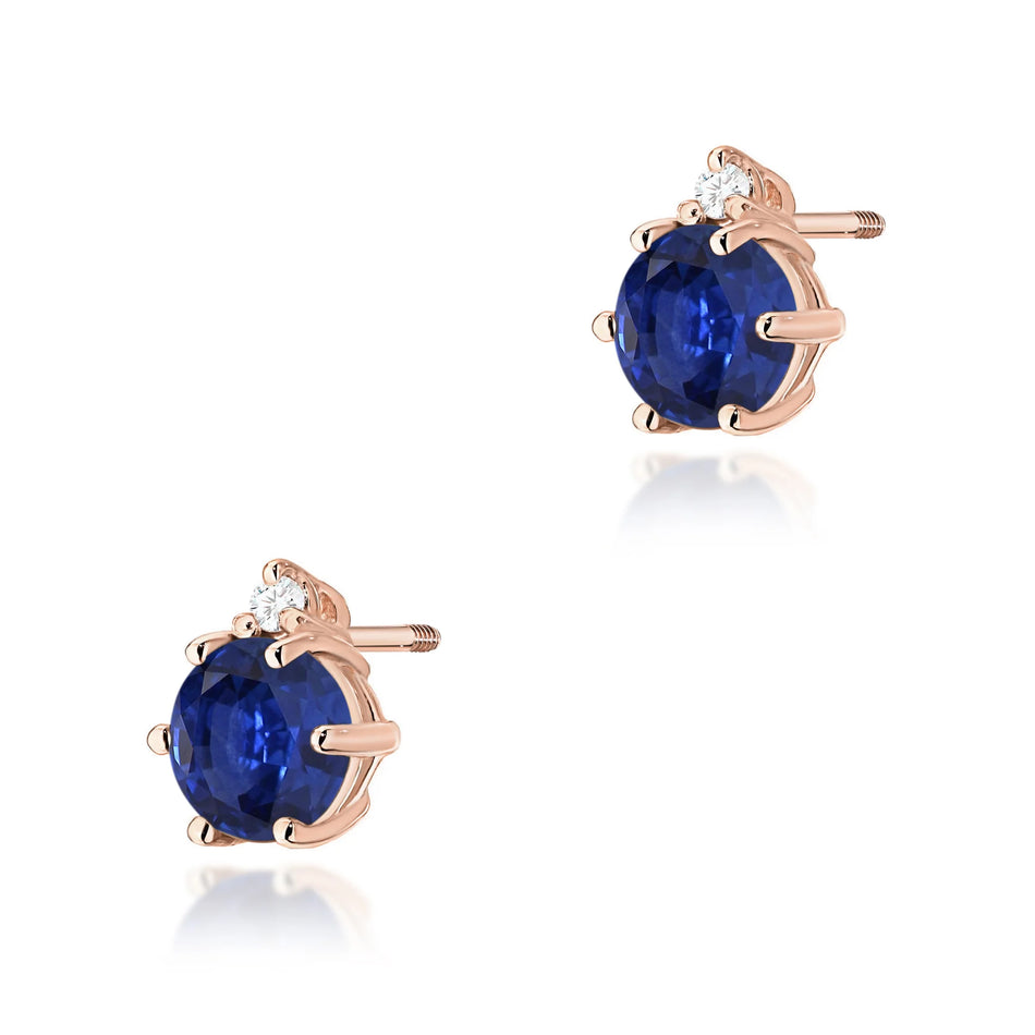 Gold Earrings with 0.50ct Sapphires and 0.029ct Diamonds