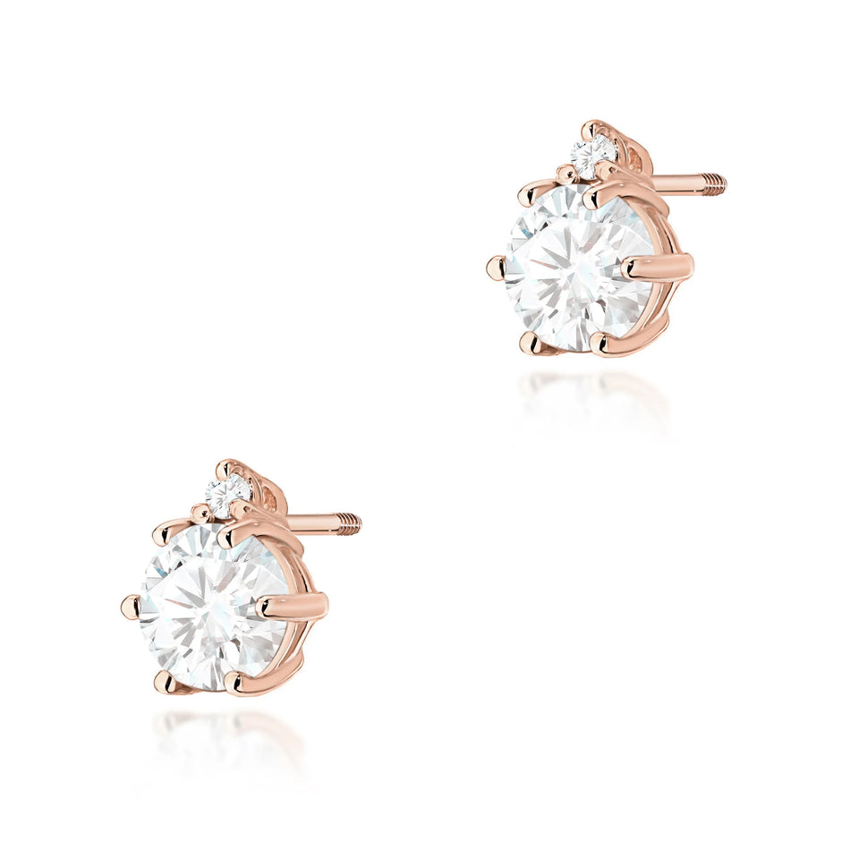 Goldohrringe mit 0,60 ct weißen Saphiren und 0,029 ct Diamanten