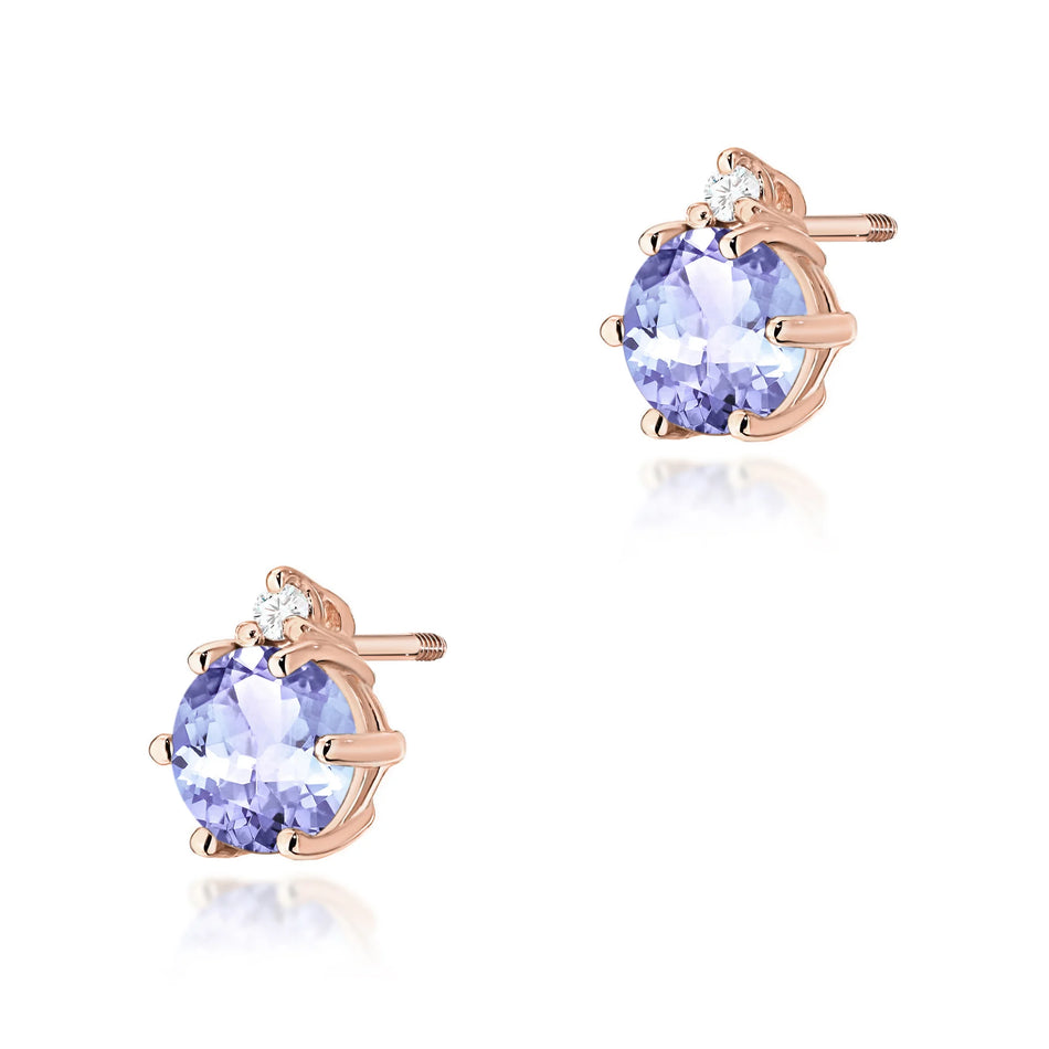 Gold Earrings with 0.50ct Tansanites and 0.029ct Diamonds