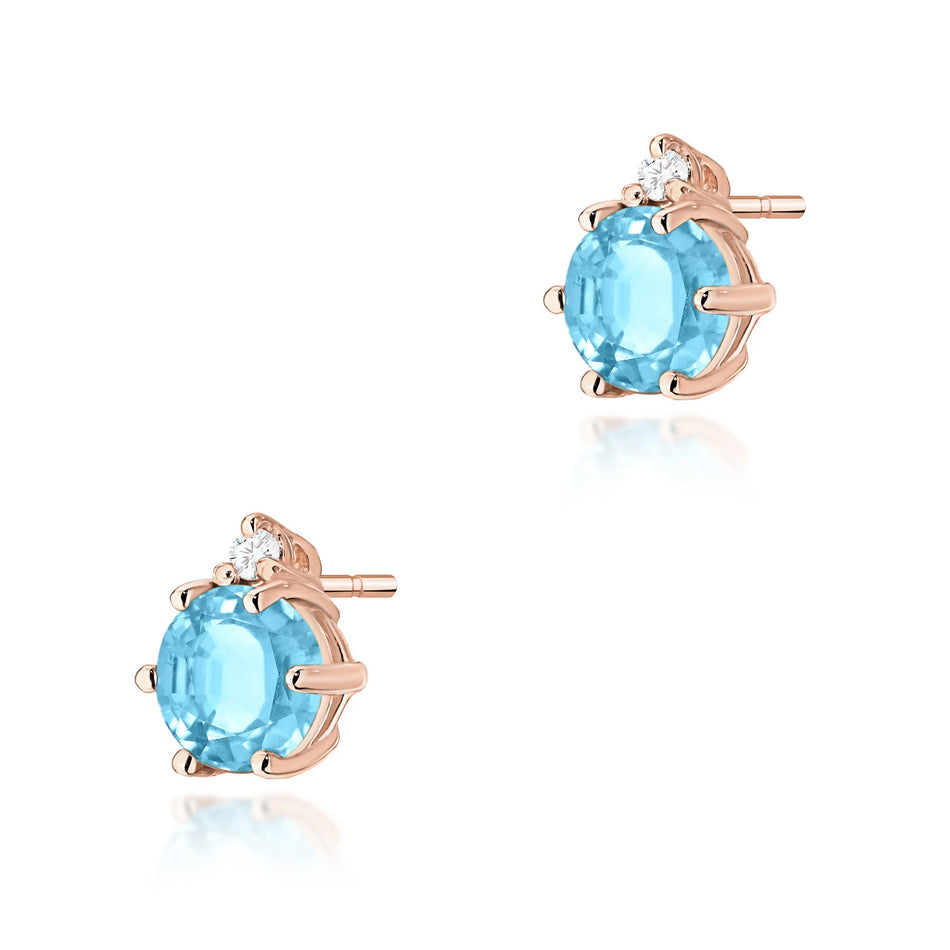 Gold Earrings with 0.50ct Topazes and 0.029ct Diamonds