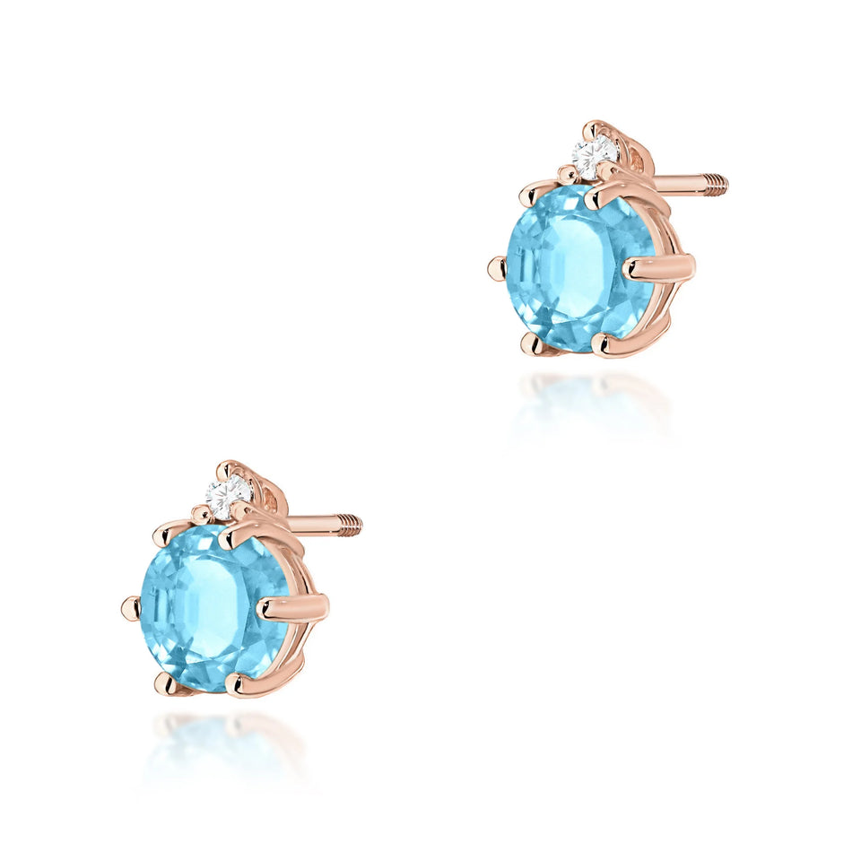 Gold Earrings with 0.50ct Topazes and 0.029ct Diamonds