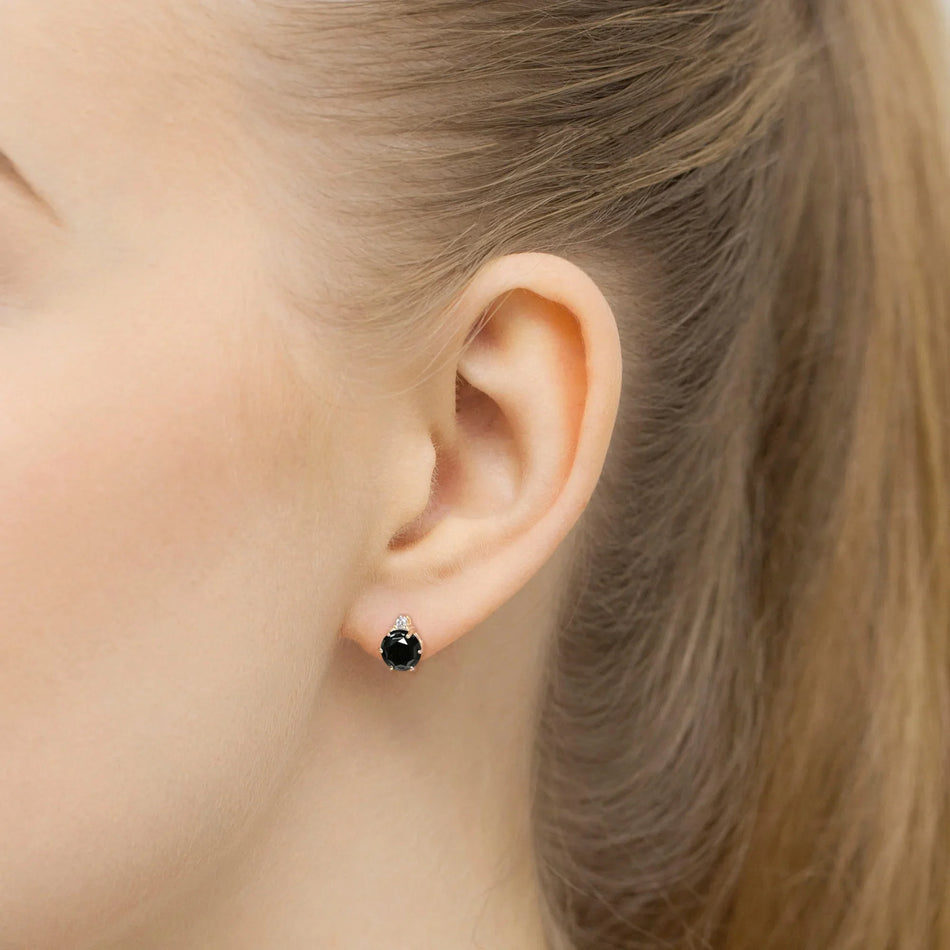 Gold Earrings with 0.50ct Black Diamonds and 0.029ct Diamonds