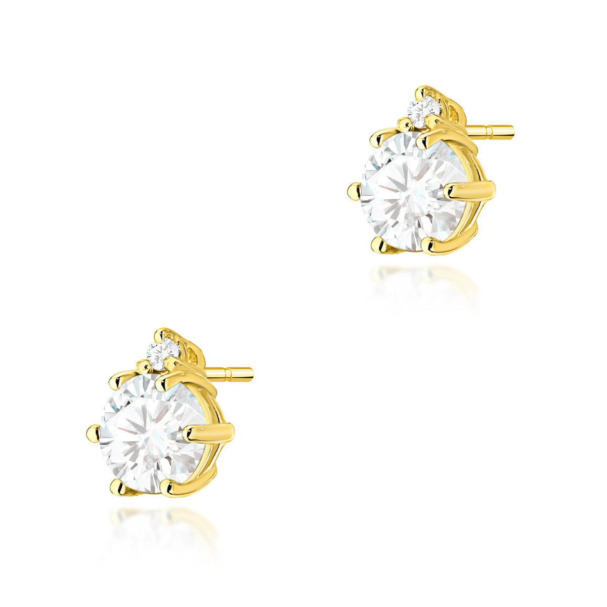 Gold Earrings with 0.50 ct and 0.029 ct Lab-Grown Diamonds | 585 (14k) Gold Stud Earrings