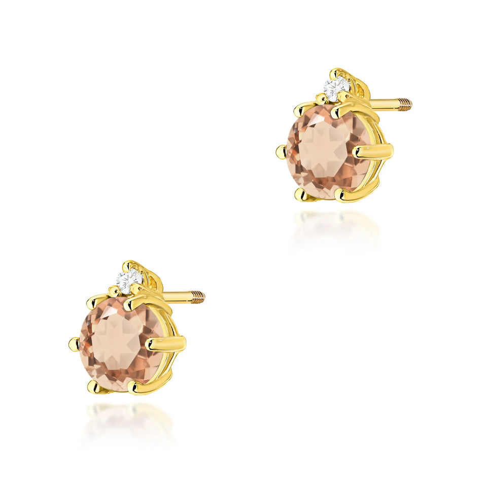 Gold Earrings with 0.40ct Morganites and 0.029ct Diamonds