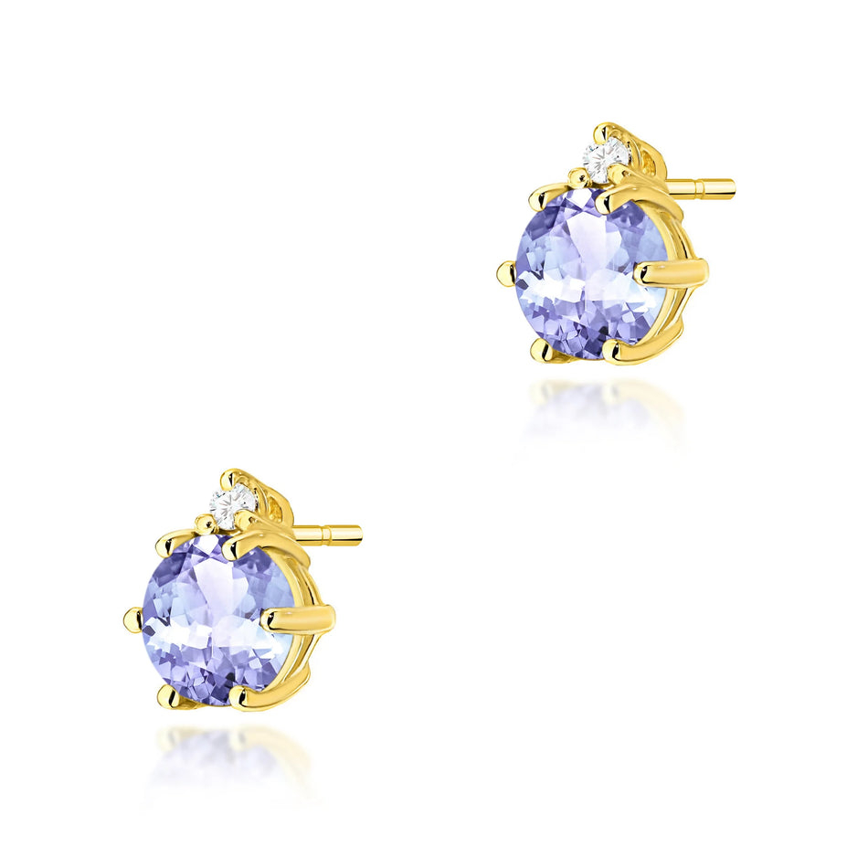 Gold Earrings with 0.50ct Tansanites and 0.029ct Diamonds