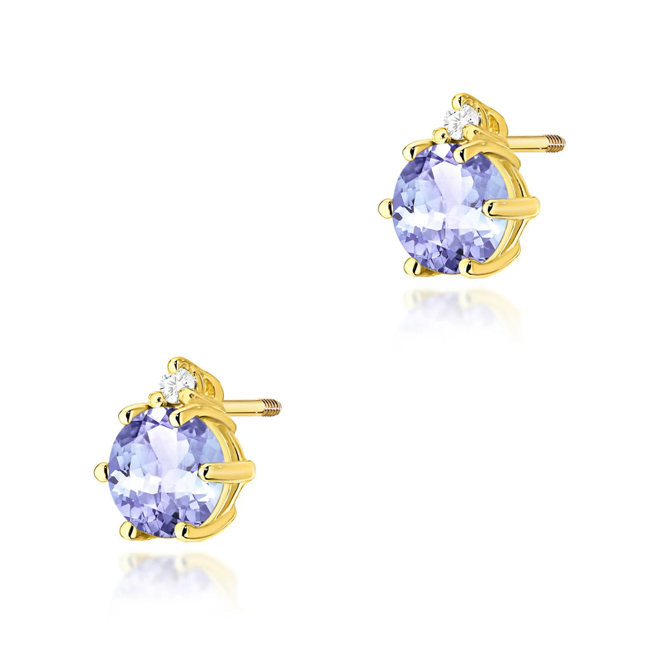 Gold Earrings with 0.50ct Tansanites and 0.029ct Diamonds