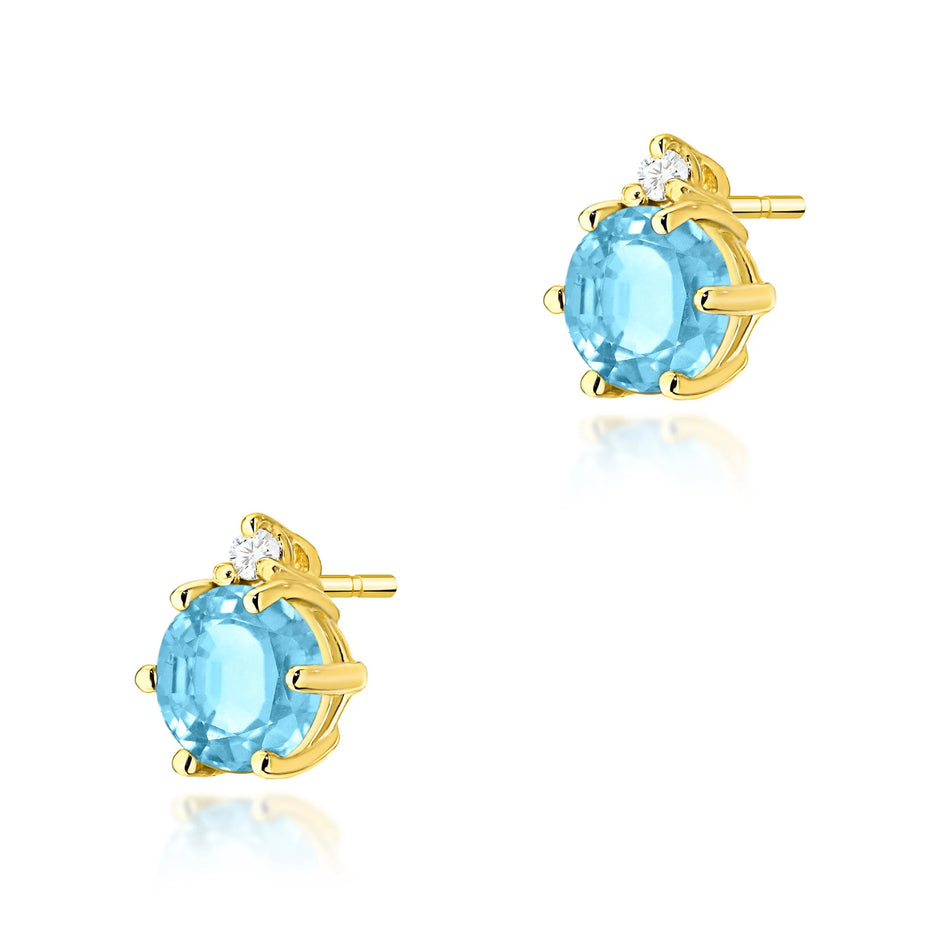 Gold Earrings with 0.50ct Topazes and 0.029ct Diamonds