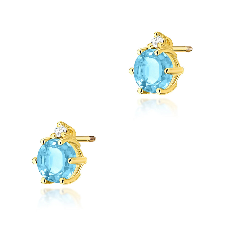 Gold Earrings with 0.50ct Topazes and 0.029ct Diamonds