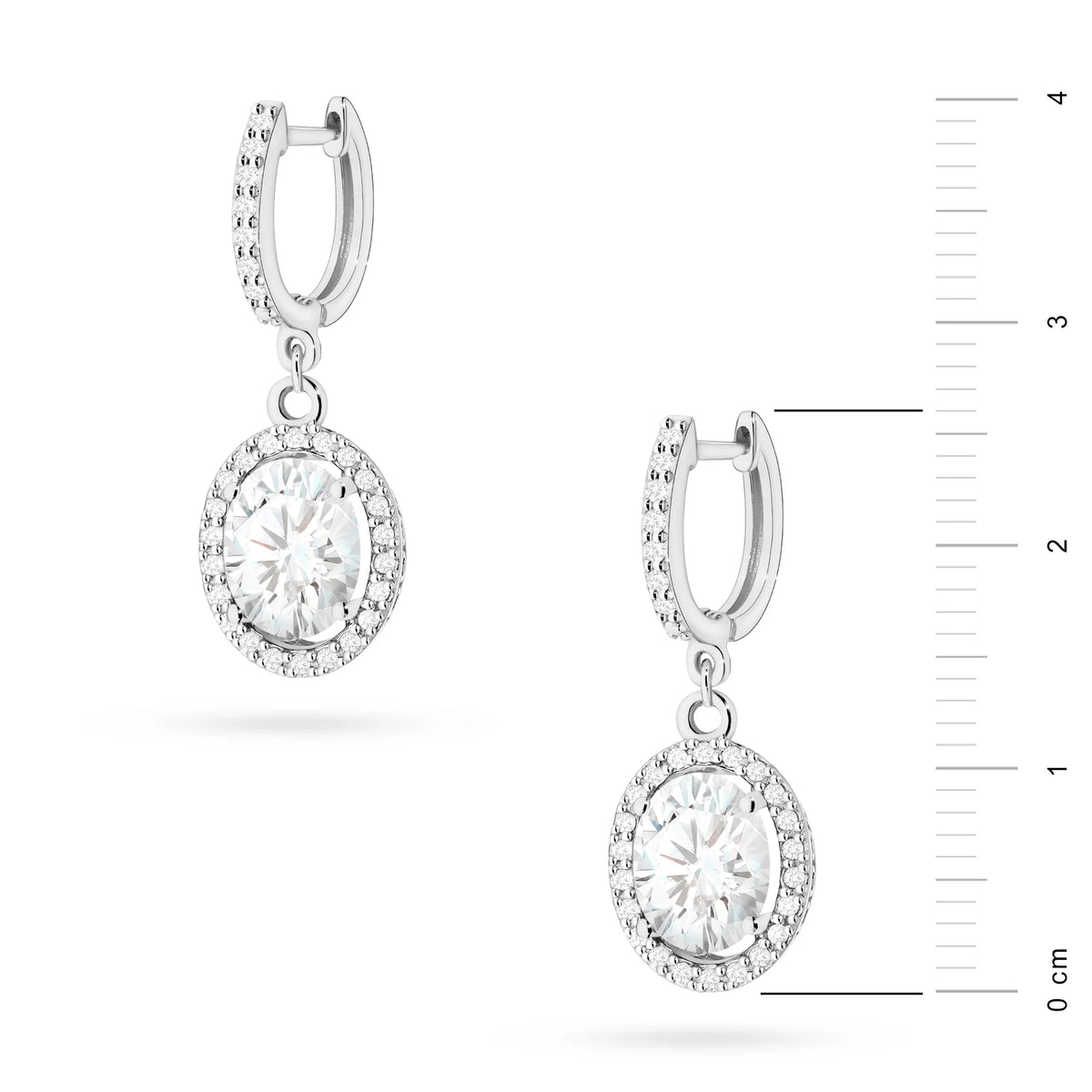 White Gold Earrings with 2 x 1.90 ct and 0.005 ct Lab-Grown Diamonds | 585 (14k) White Gold English Clasp Earrings
