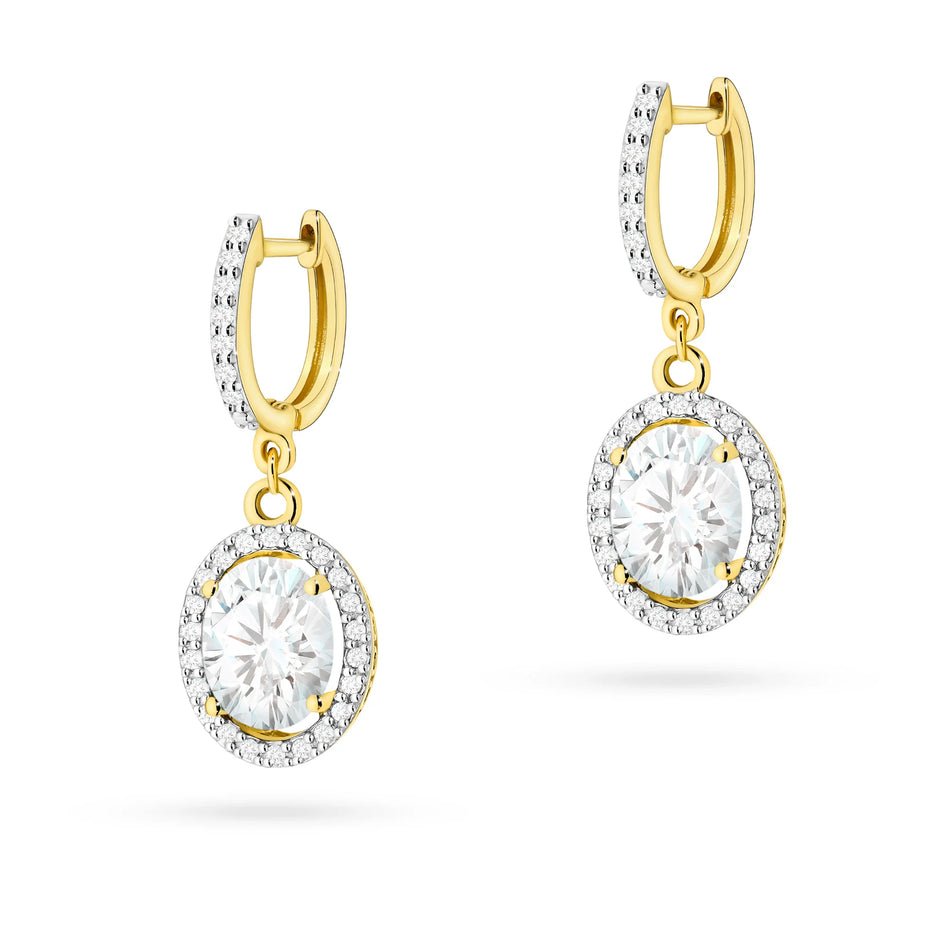 Gold Earrings with 2 x 1.90ct and 0.005ct Lab-diamonds