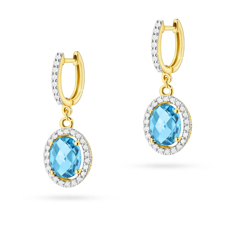 Gold Earrings with 1.70ct Topazes and 0.36ct Diamonds