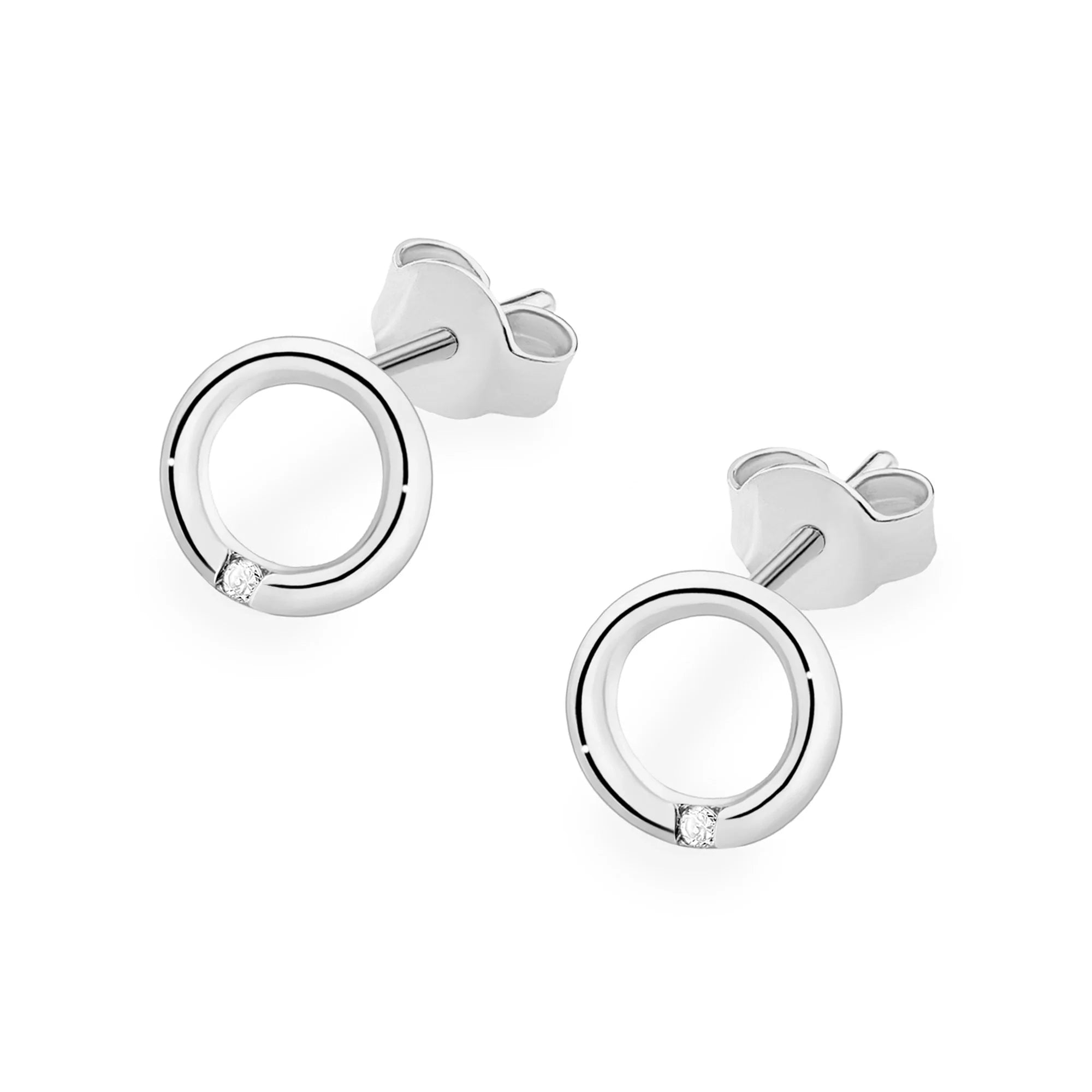 White Gold Earrings with 0.01 ct Diamonds | 585 (14k) White Gold Stud Earrings