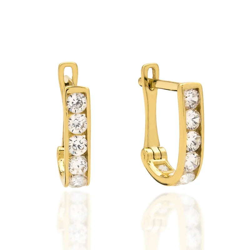 goldene englische Ohrhänger mit Zirkonia k011-333-b