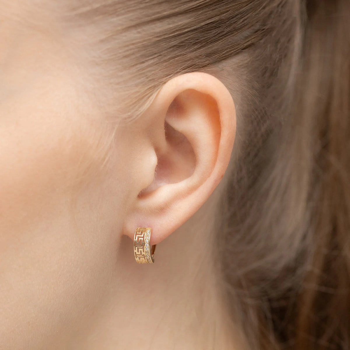 goldene englische Ohrhänger mit Zirkonia k022 14k 585 b