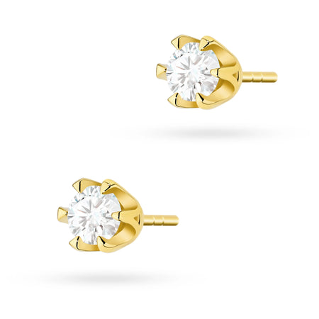 Gold Earrings with 0.30 ct Diamonds | 585 (14k) Gold Stud Earrings