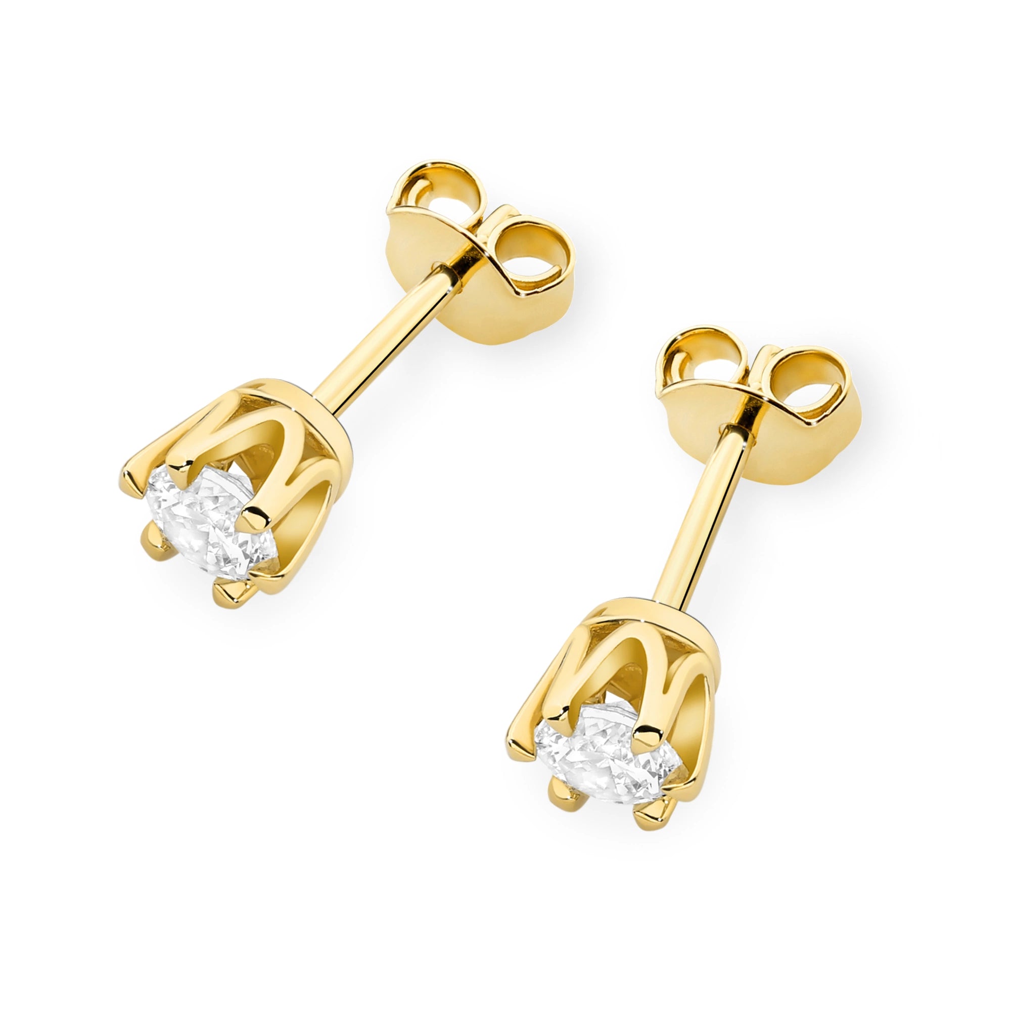 Gold Earrings with 0.30 ct Diamonds | 585 (14k) Gold Stud Earrings