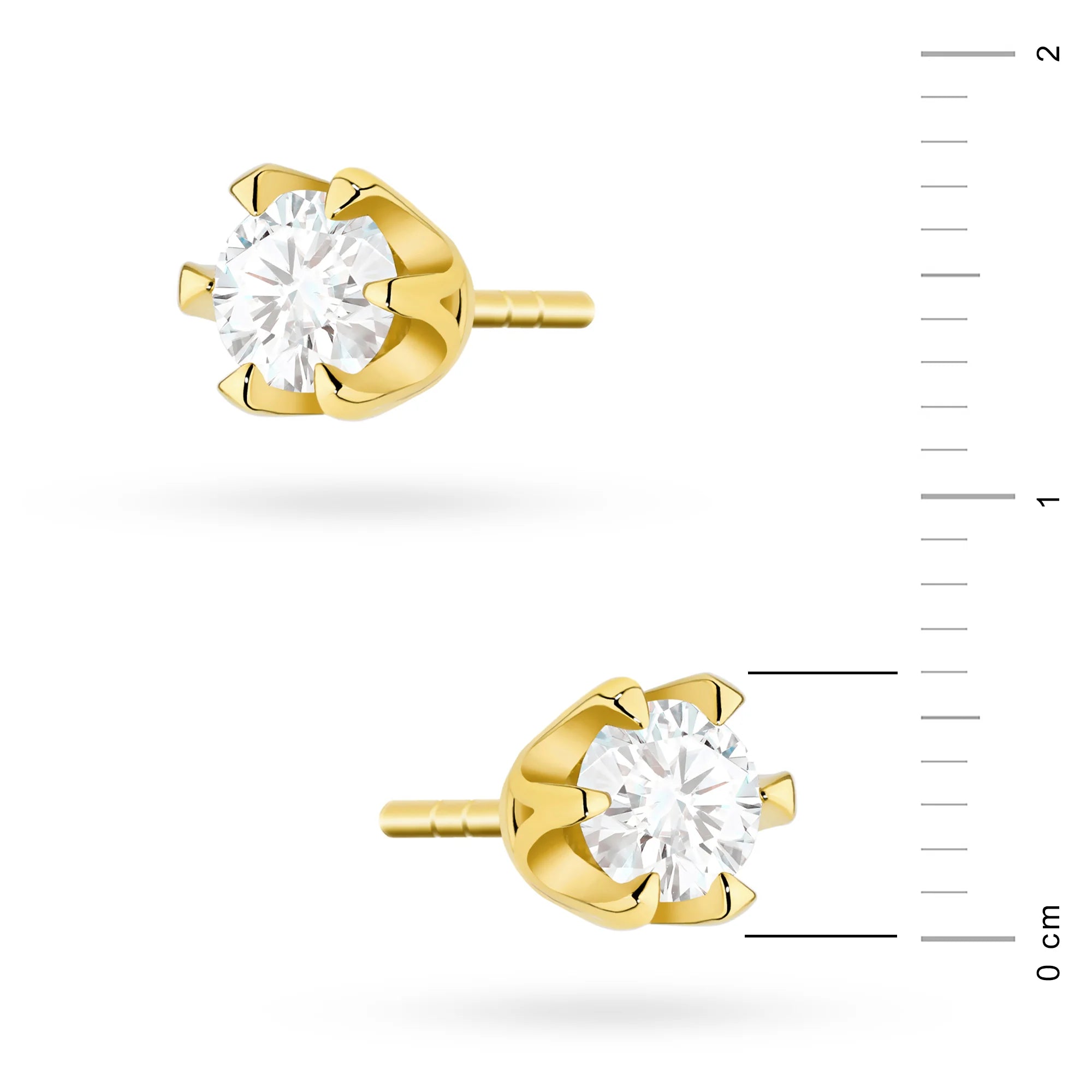Gold Earrings with 0.30 ct Diamonds | 585 (14k) Gold Stud Earrings