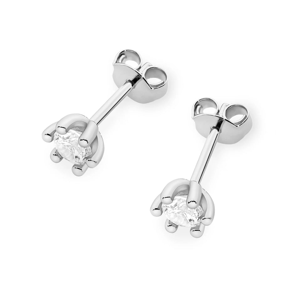 White Gold Earrings with 0.15 ct Diamonds | 585 (14k) White Gold Stud Earrings