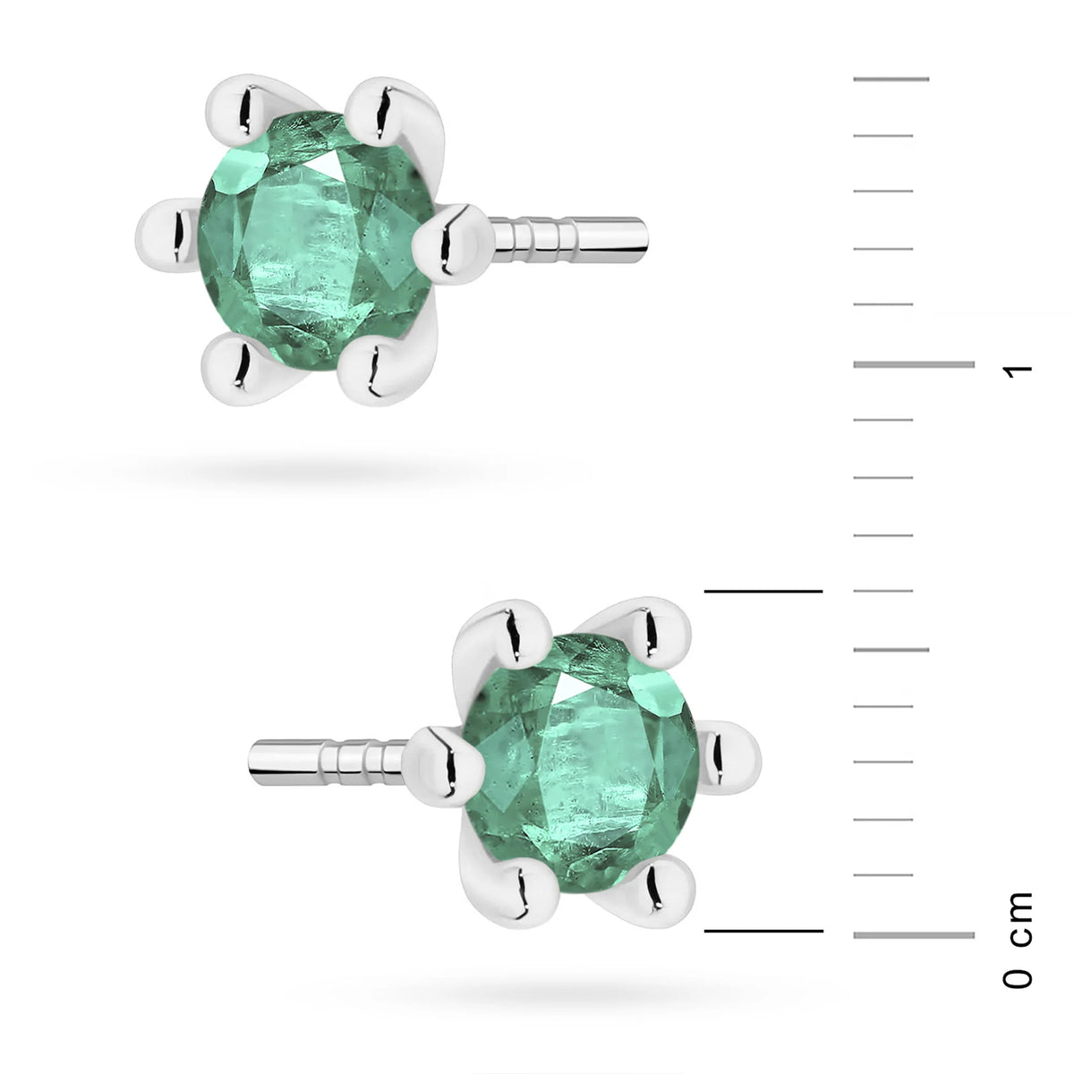 White Gold Earrings with 0.30 ct Emeralds | 585 (14k) White Gold Stud Earrings