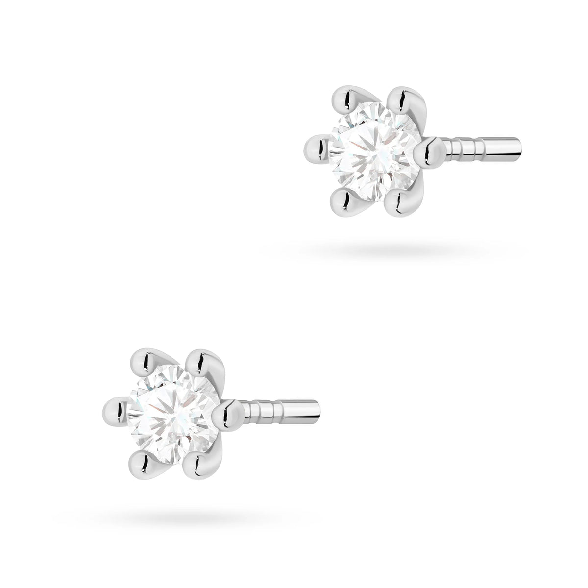 White Gold Earrings with 0.10 ct Lab-Grown Diamonds | 585 (14k) White Gold Stud Earrings