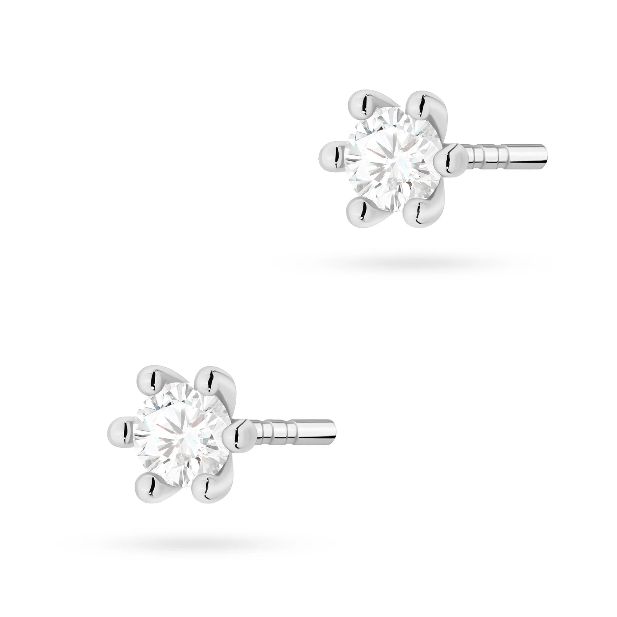 White Gold Earrings with 0.10 ct Lab-Grown Diamonds | 585 (14k) White Gold Stud Earrings