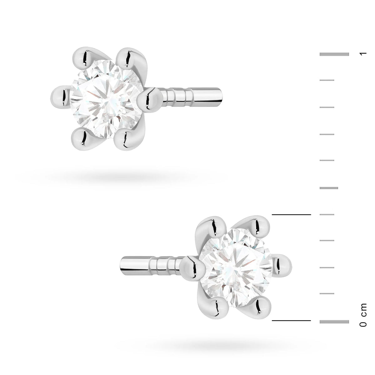 White Gold Earrings with 0.10 ct Lab-Grown Diamonds | 585 (14k) White Gold Stud Earrings
