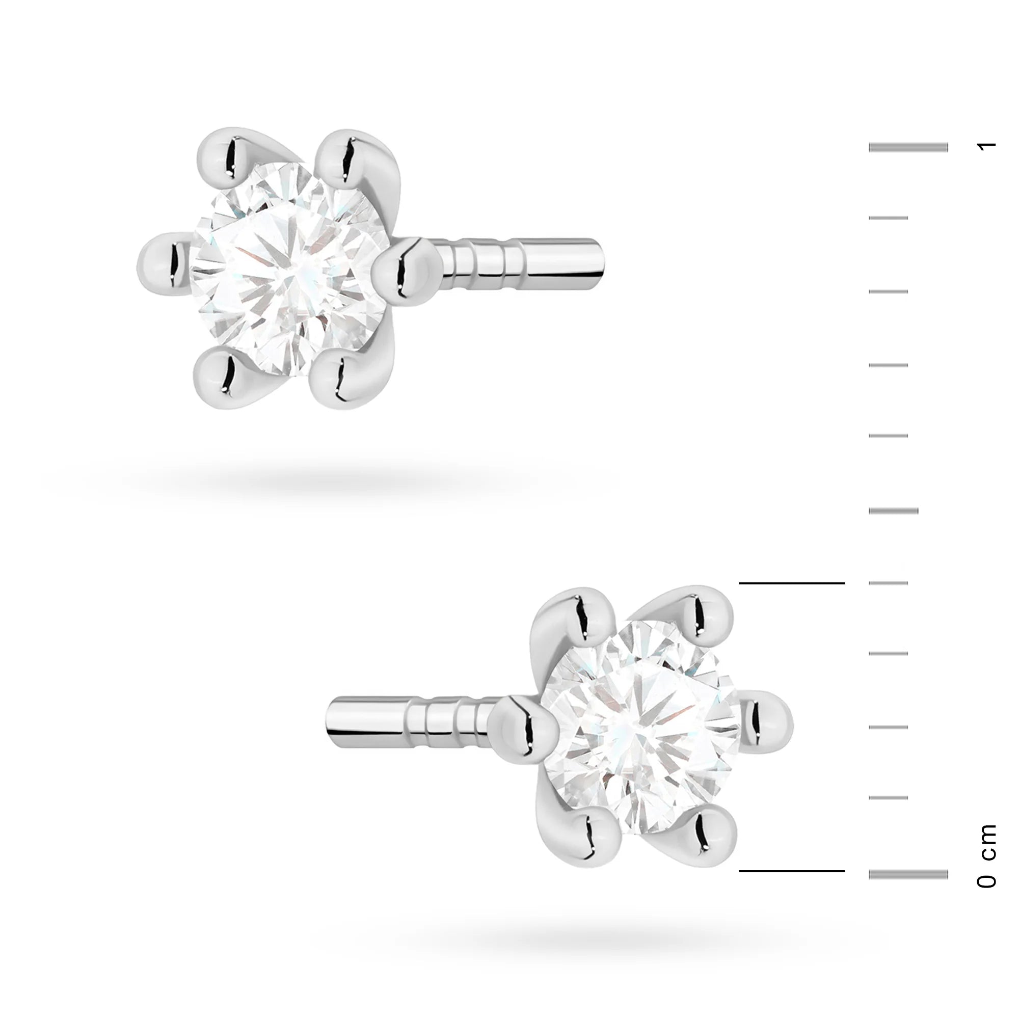 White Gold Earrings with 0.10 ct Lab-Grown Diamonds | 585 (14k) White Gold Stud Earrings